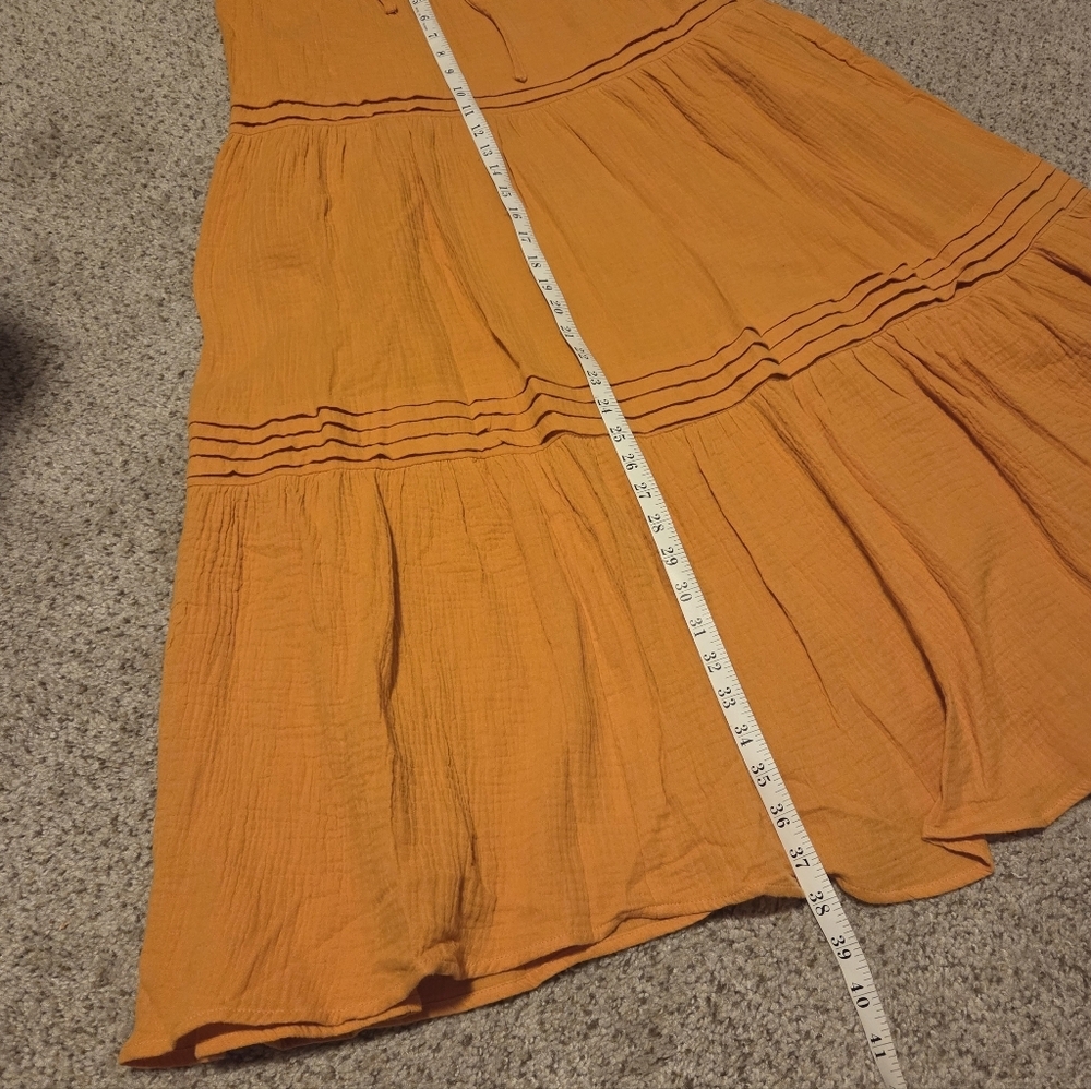 NWT Charlie Holiday Anthropologie Tiered Monica Skirt Orange Sorbet Size Small - Picture 2 of 7